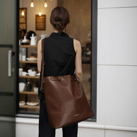 Large Vegan Leather Crossbody Hobo Bag for Women Work Travel Casual - Picture 2 of 7